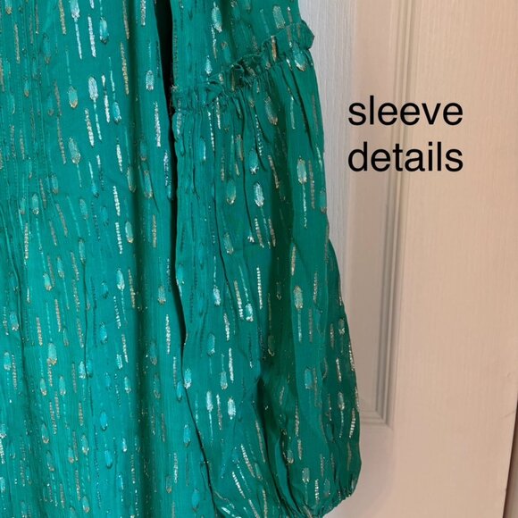 Lilly Pulitzer Creme Long Sleeve Maxi Dress NWT Size 4 Green w/ Metallic Shimmer - Picture 6 of 12